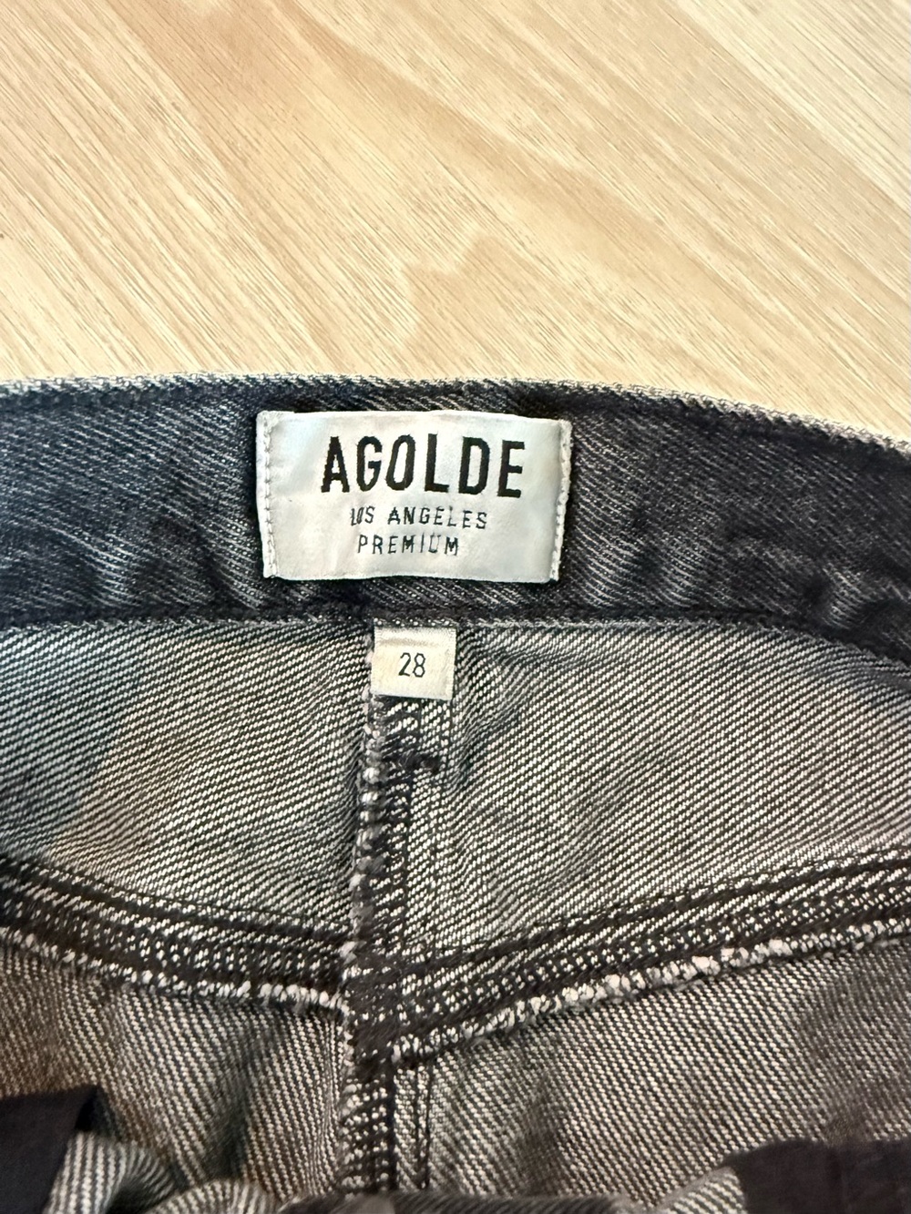 Agolde Black Distressed Denim Mini Skirt - Picture 2 of 4
